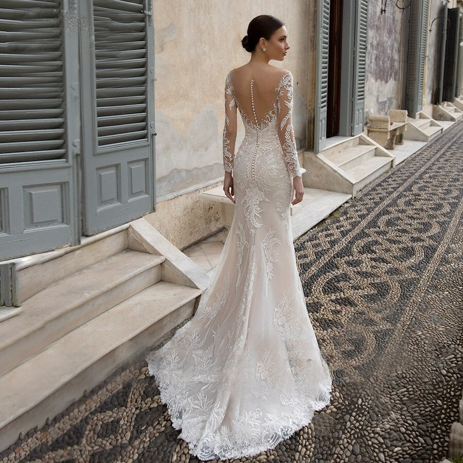 Princess Wedding Dresses Ivory Illusion Neck Beaded Sleeveless