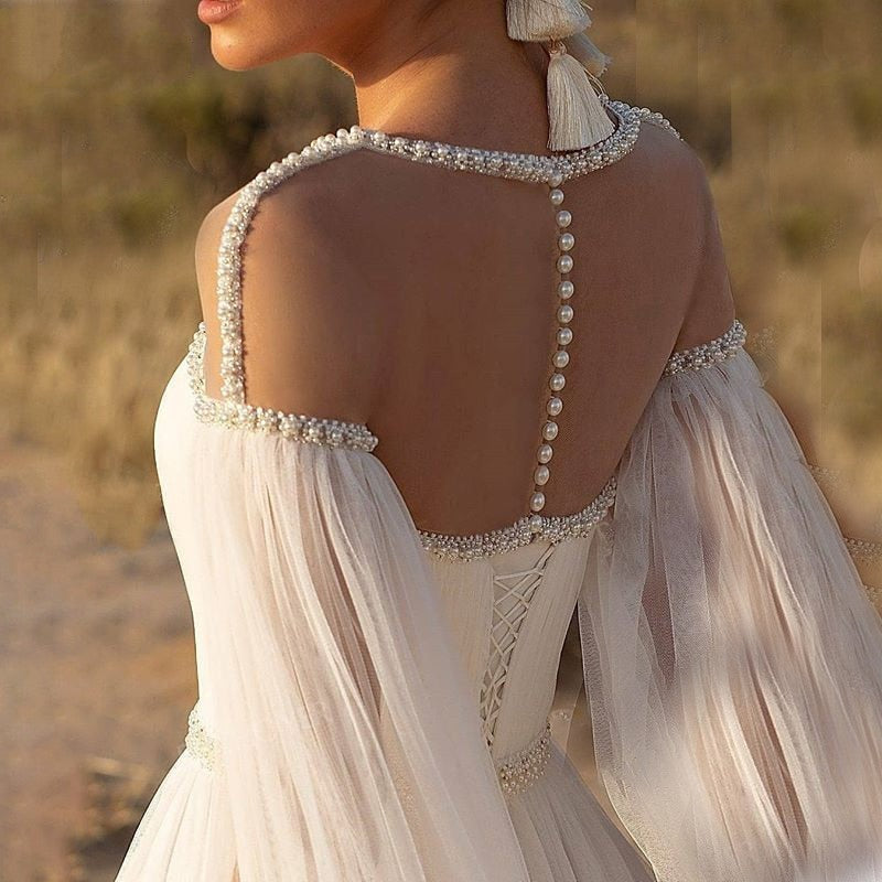 IZOLTEBeaded Illusion Long Sleeve A-Line Boho Style Crystal Belt Court Marietta la Bella IZOLTEBeaded Illusion Long Sleeve A-Line Boho Style Crystal Belt Court Marietta la Bella