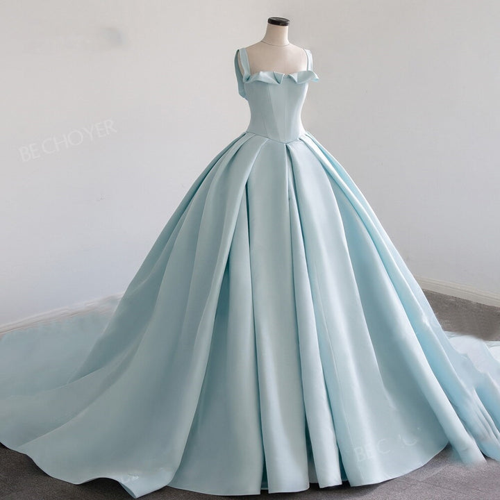 AMANDINE<br>Sleeveless Satin Sweetheart Neckline Court Train Bridal Gown