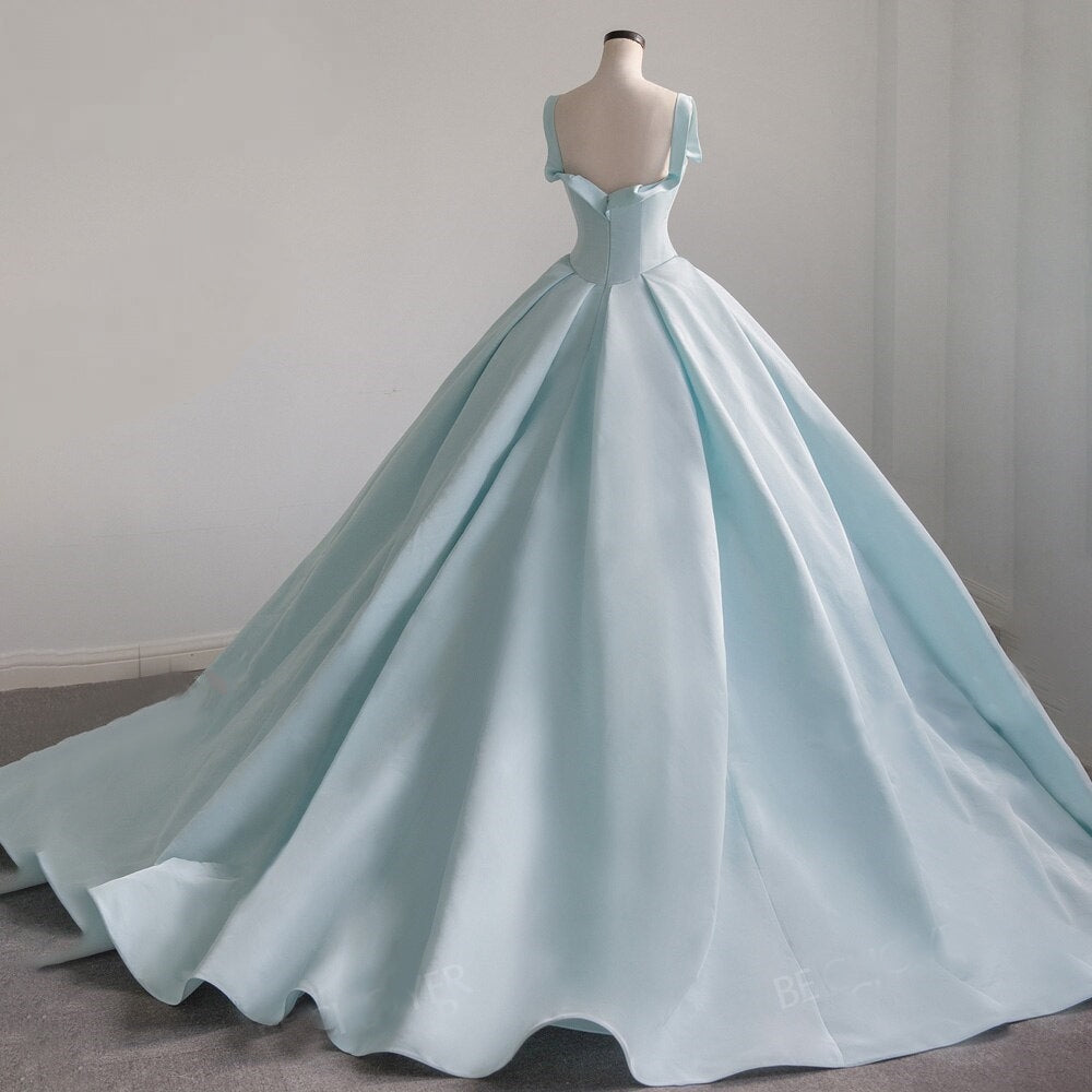 AMANDINE<br>Sleeveless Satin Sweetheart Neckline Court Train Bridal Gown