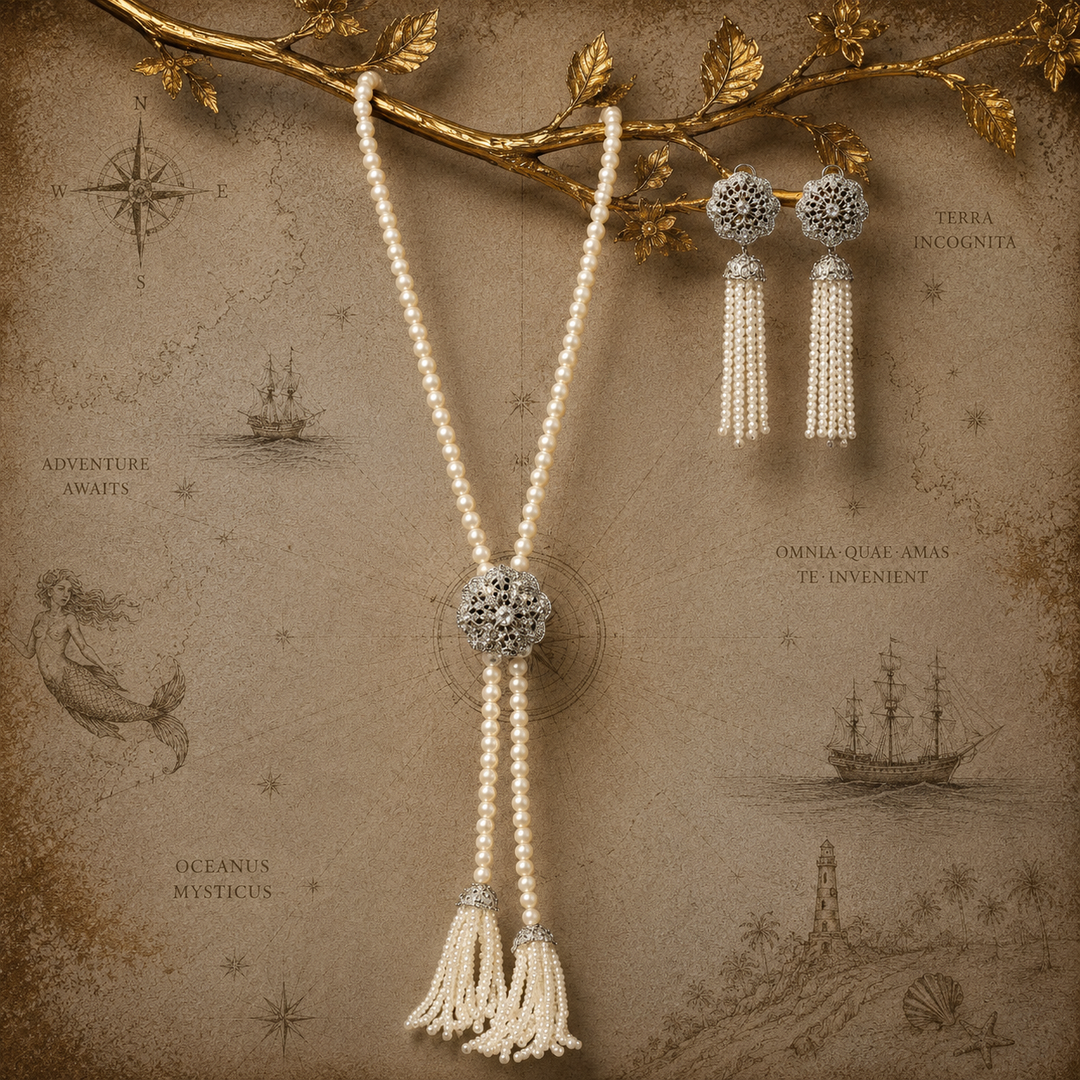 Belle Époque Pearl Tassel Set™ - Vintage Pearl Tassel Jewelry Set
