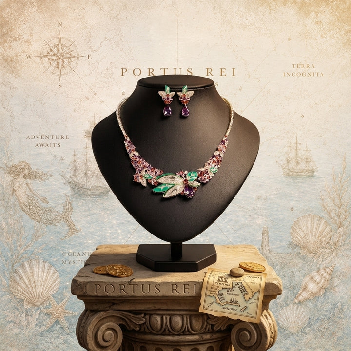 Fleur de Rêve™ – Rhodium-Plated Cubic Zirconia Three-Dimensional Flower Jewelry Set