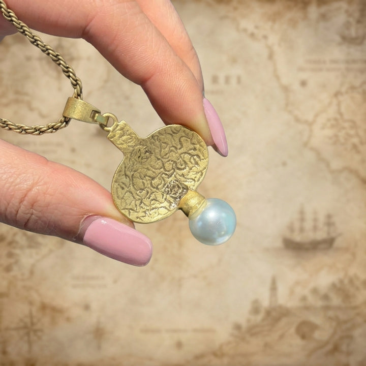 Bleu Reverie™ – Vintage Cameo Pearl Necklace &amp; Lapis-Inspired Stud Earring Set
