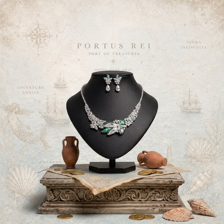 Fleur de Rêve™ – Rhodium-Plated Cubic Zirconia Three-Dimensional Flower Jewelry Set