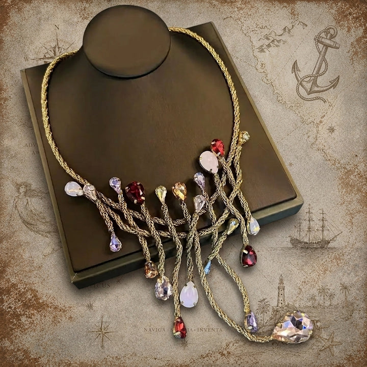 Celestial Vine Crystal Jewelry Set™ - A Graceful Symphony of Golden Vines, Shimmering Crystal Droplets, and Timeless Romance.