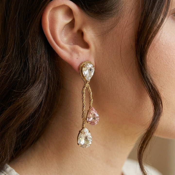 Celestial Vine Gold-Plated Crystal Drop Earrings™ - Delicate Golden Vines Adorned with Shimmering Crystal Droplets That Capture the Beauty of Nature in Every Graceful Movement