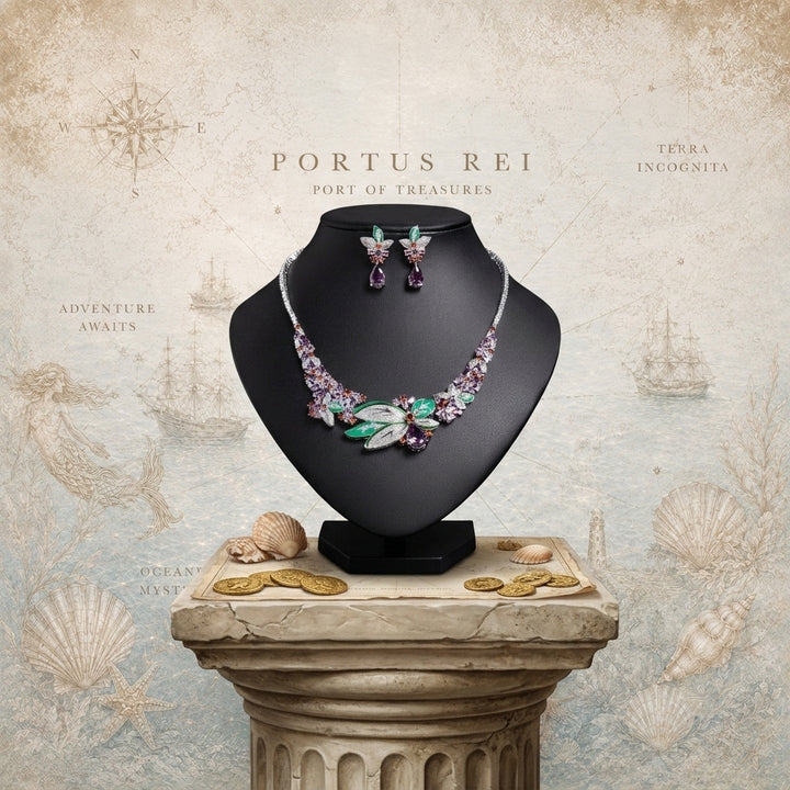 Fleur de Rêve™ – Rhodium-Plated Cubic Zirconia Three-Dimensional Flower Jewelry Set