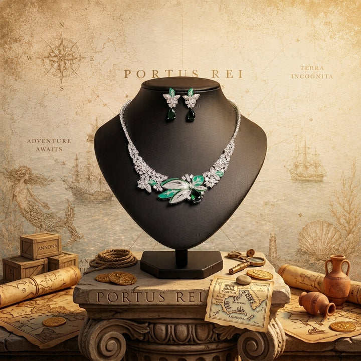 Fleur de Rêve™ – Rhodium-Plated Cubic Zirconia Three-Dimensional Flower Jewelry Set
