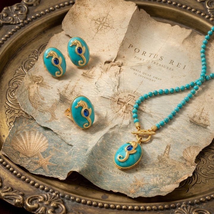 Aurelius Seahorse Medallion Jewelry Set™ - Timeless Elegance of Medieval Royal Courts