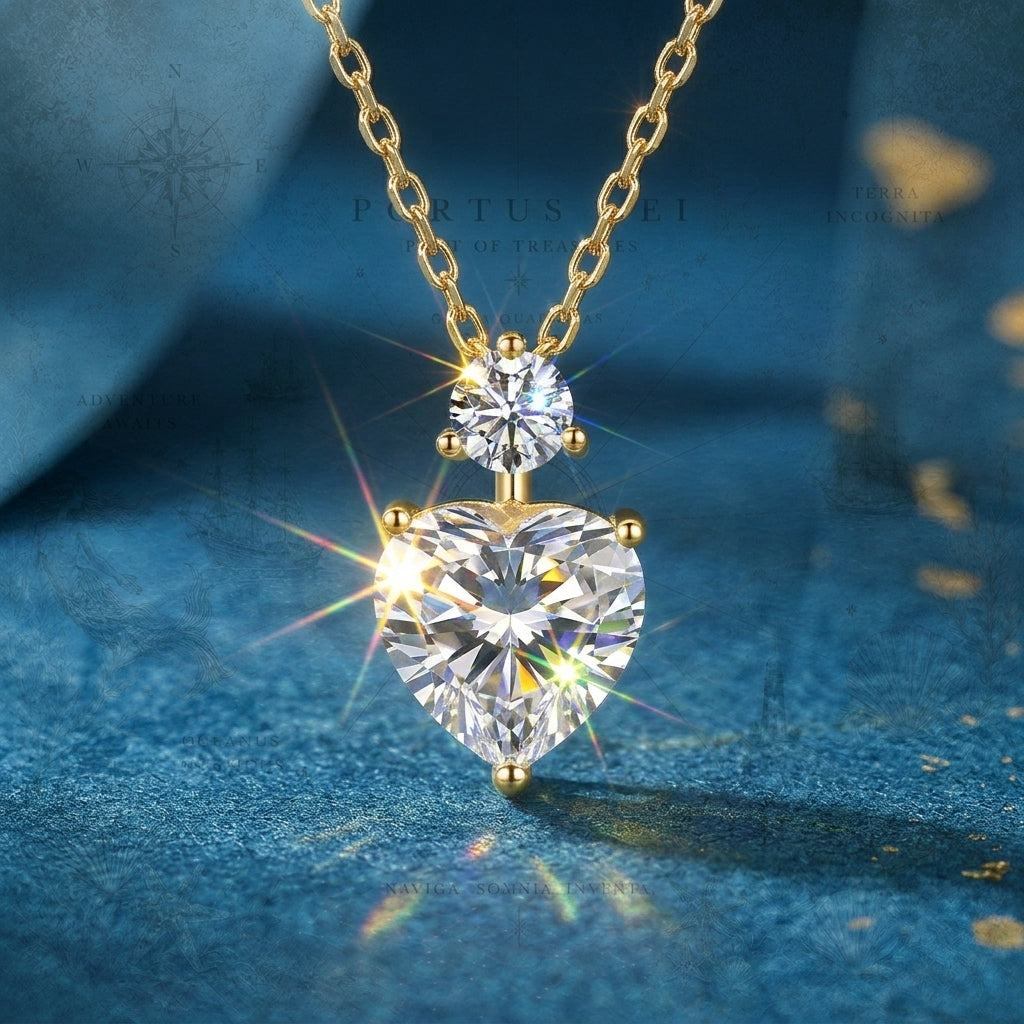 Étoile du Cœur™ – 14K Gold Filled 2 Carat Heart Moissanite Pendant Necklace - Timeless Romance in Everyday Luxury