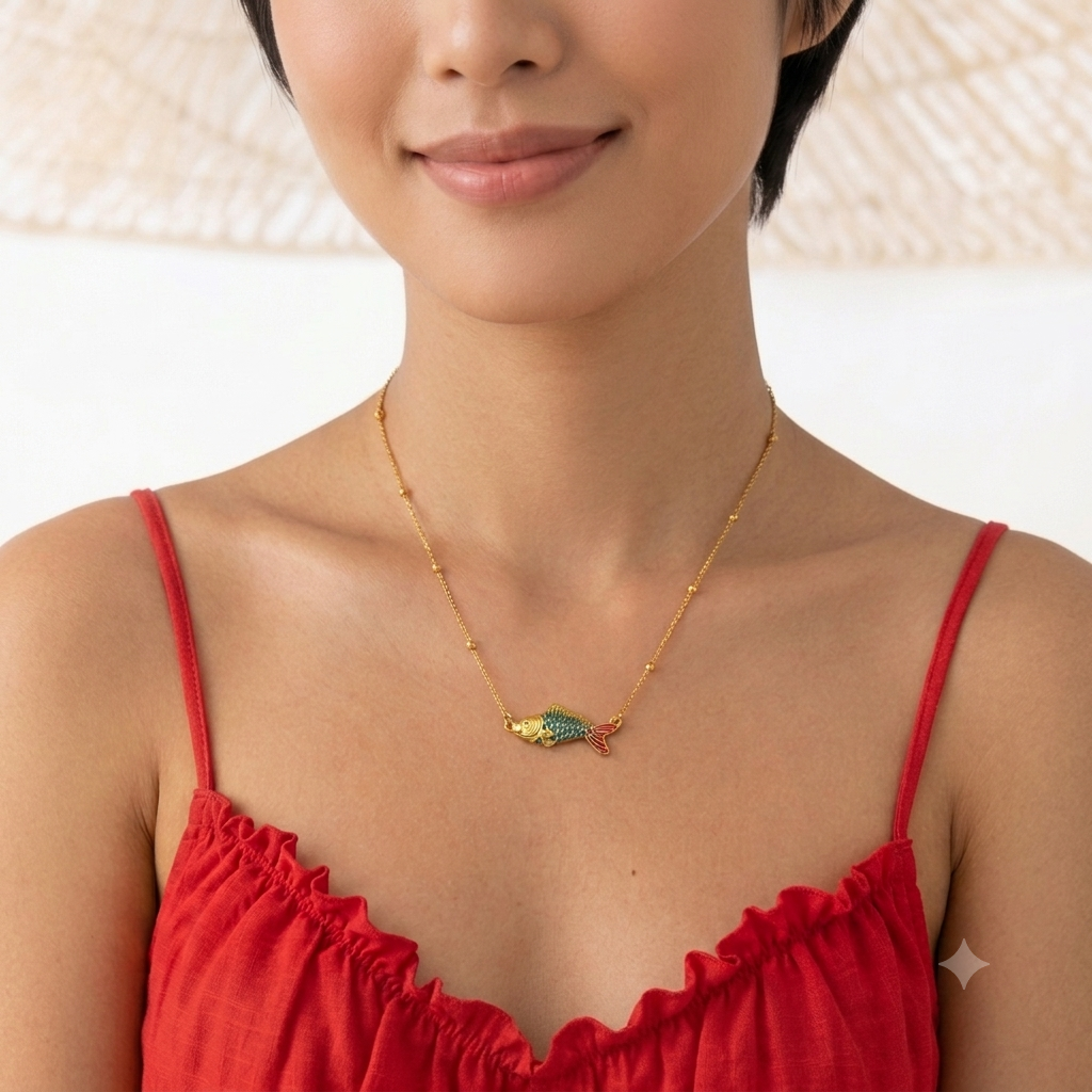 Marina Koi Pendant Necklace™ – Colorful Stainless Steel Water-Resistant Necklace