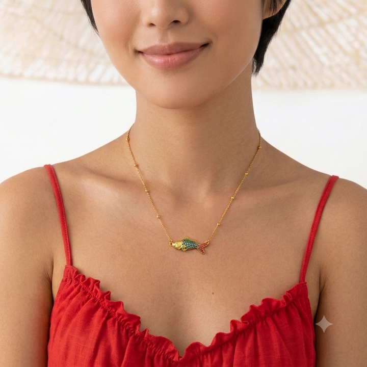 Marina Koi Pendant Necklace™ – Colorful Stainless Steel Water-Resistant Necklace