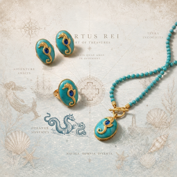 Aurelius Seahorse Medallion Jewelry Set™ - Timeless Elegance of Medieval Royal Courts