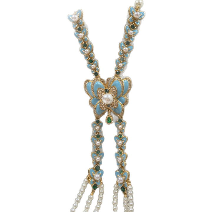 Chrysalis Dream™ – Vintage Blue Butterfly &amp; Glass Pearl Enamel Jewelry Set
