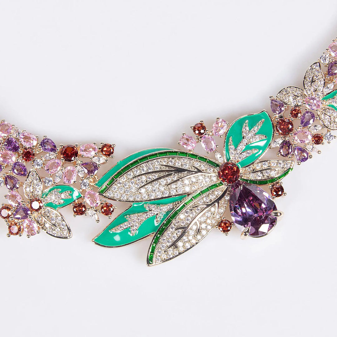 Fleur de Rêve™ – Rhodium-Plated Cubic Zirconia Three-Dimensional Flower Jewelry Set