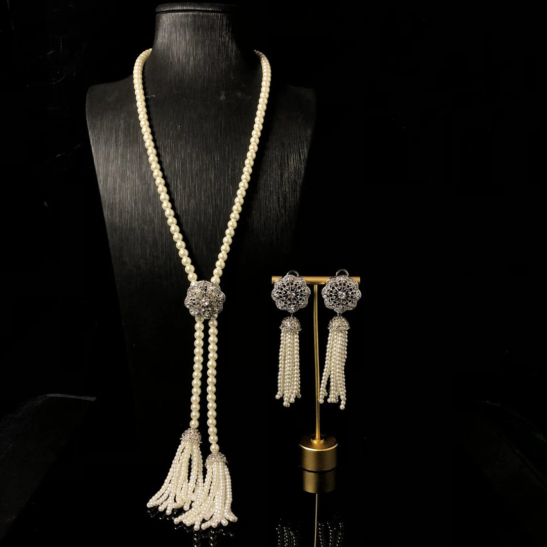 Belle Époque Pearl Tassel Set™ - Vintage Pearl Tassel Jewelry Set