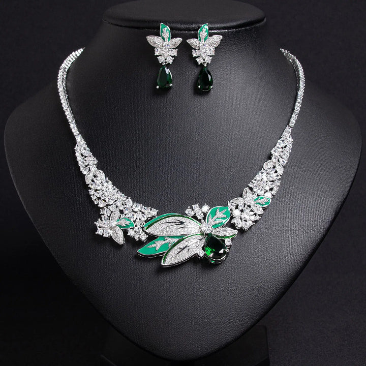 Fleur de Rêve™ – Rhodium-Plated Cubic Zirconia Three-Dimensional Flower Jewelry Set