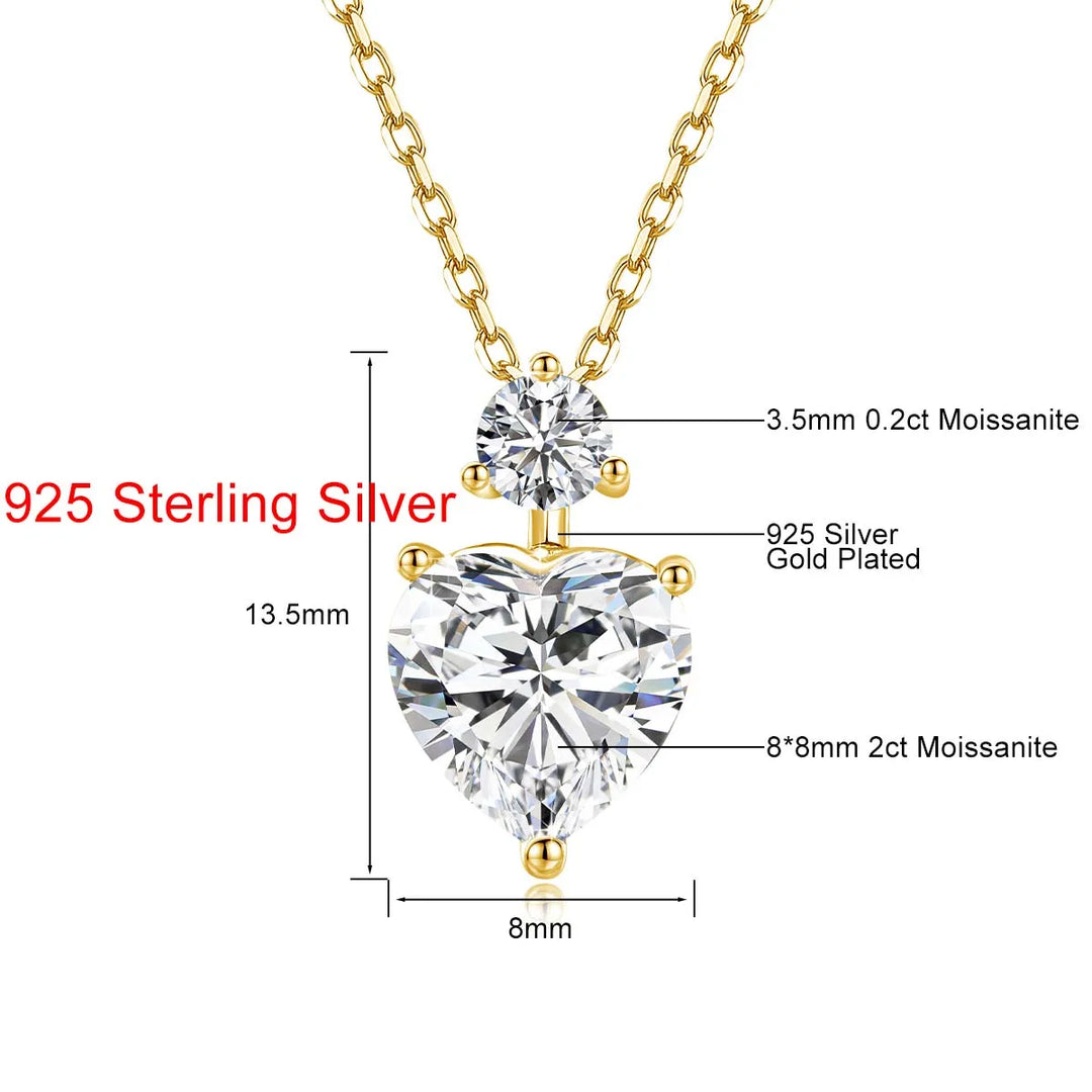 Étoile du Cœur™ – 14K Gold Filled 2 Carat Heart Moissanite Pendant Necklace - Timeless Romance in Everyday Luxury