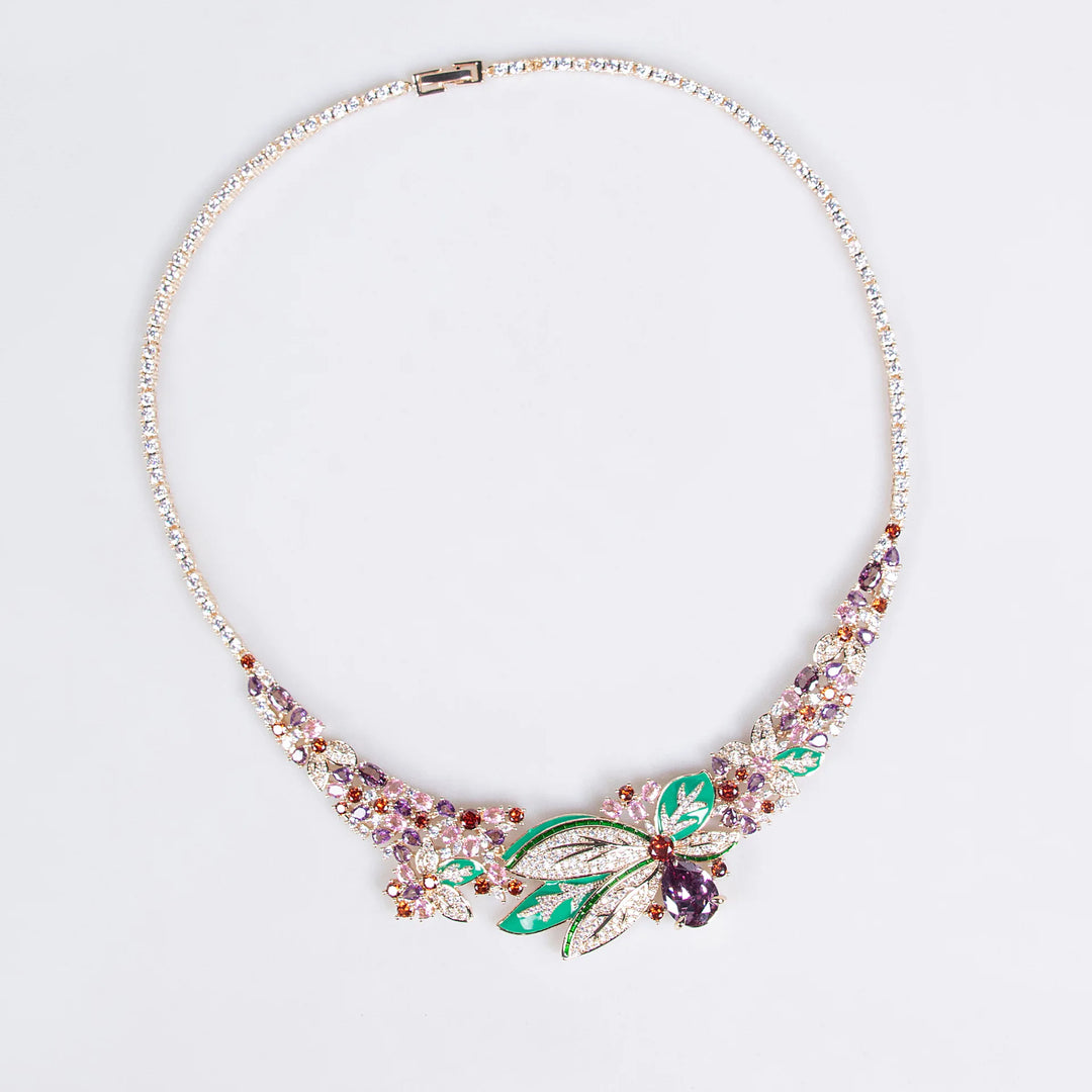 Fleur de Rêve™ – Rhodium-Plated Cubic Zirconia Three-Dimensional Flower Jewelry Set