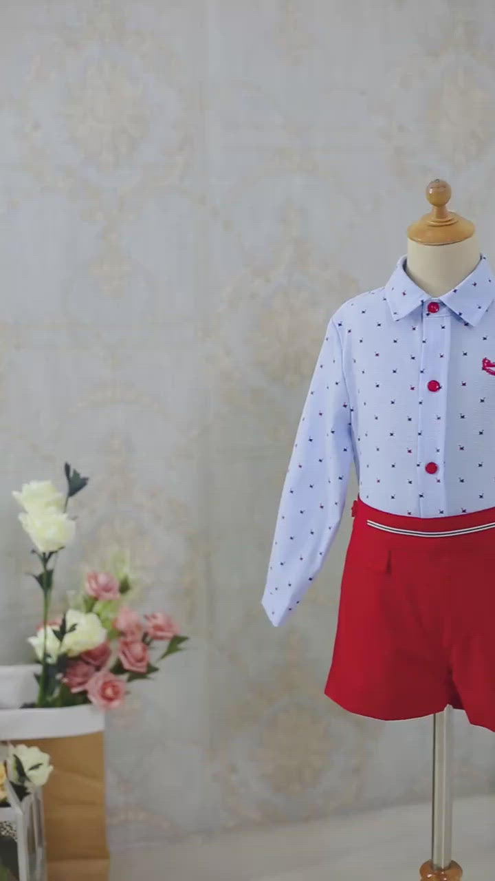 LITTLE PRINCE CHARMING<br>Toddler Boys Summer Red Cotton Set