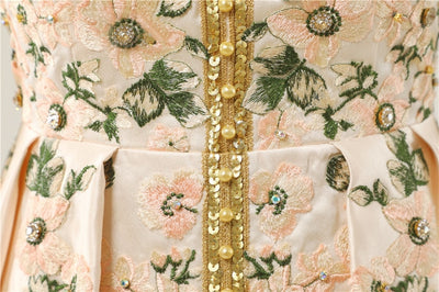 AMAL<br>Oriental Caftan Style Satin A Line Long Train Wedding Gown