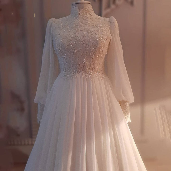 FARAH<br>Oriental Long Caftan Style Beaded Wedding Dress