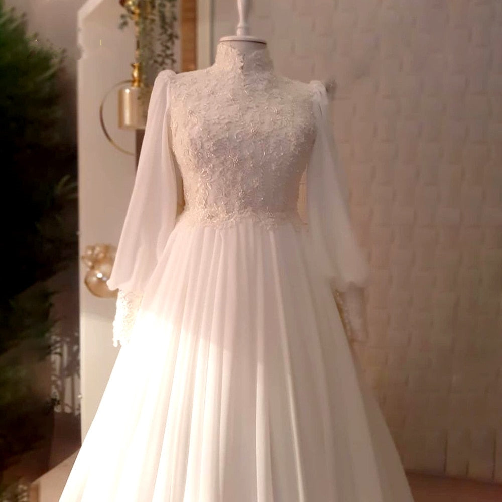 FARAH<br>Oriental Long Caftan Style Beaded Wedding Dress