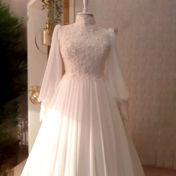 FARAH<br>Oriental Long Caftan Style Beaded Wedding Dress