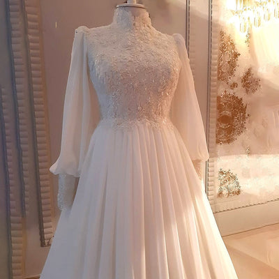 FARAH<br>Oriental Long Caftan Style Beaded Wedding Dress