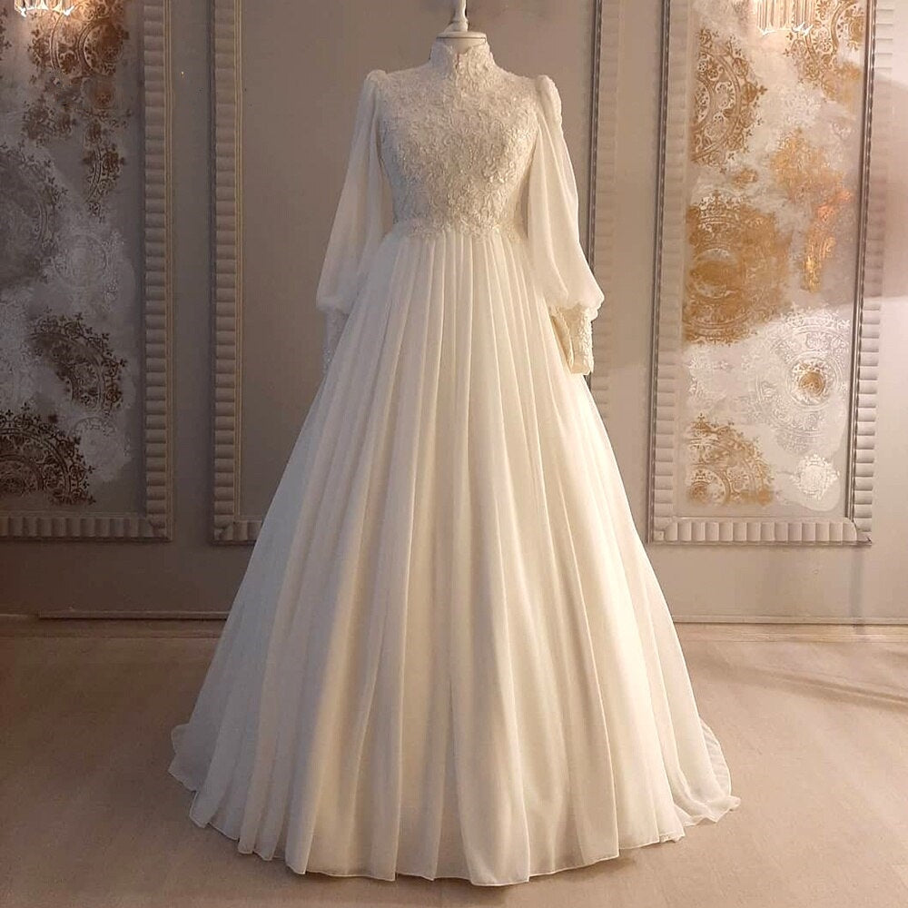 FARAH<br>Oriental Long Caftan Style Beaded Wedding Dress