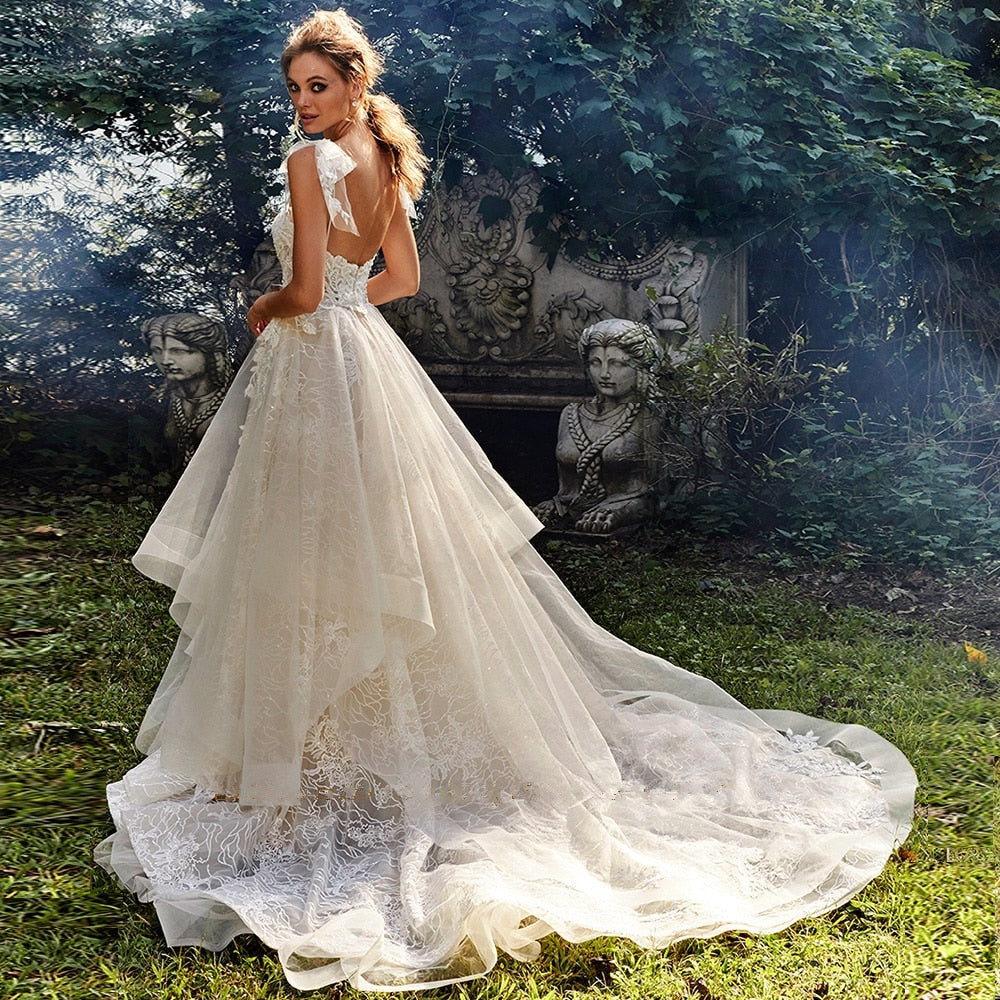 FINLEY<br>Shiny Lace A-Line Sweetheart Neckline Backless Illusion Bridal Gown
