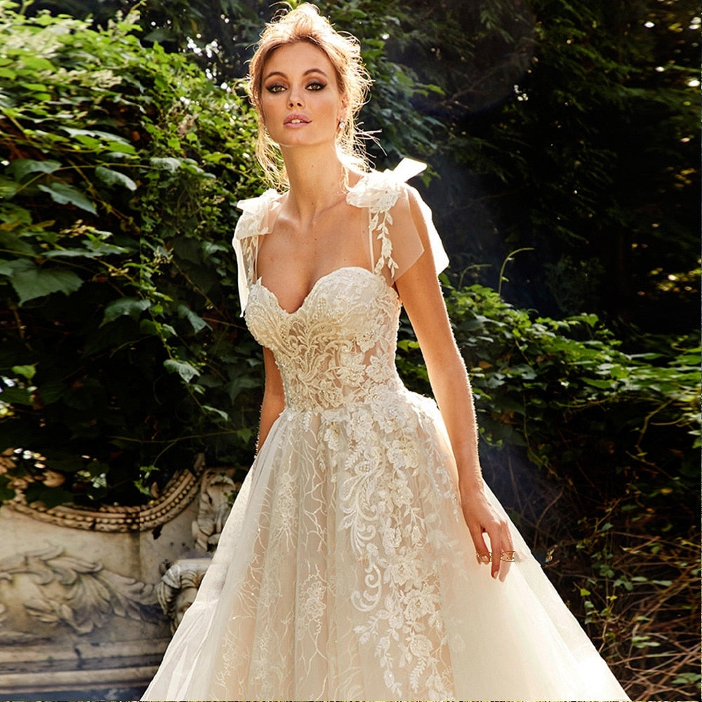 FINLEY<br>Shiny Lace A-Line Sweetheart Neckline Backless Illusion Bridal Gown