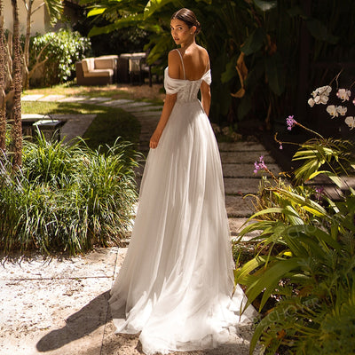 JOANNE<br>Off-the-Shoulder Beaded A-Line Sweep Train Bridal Gown