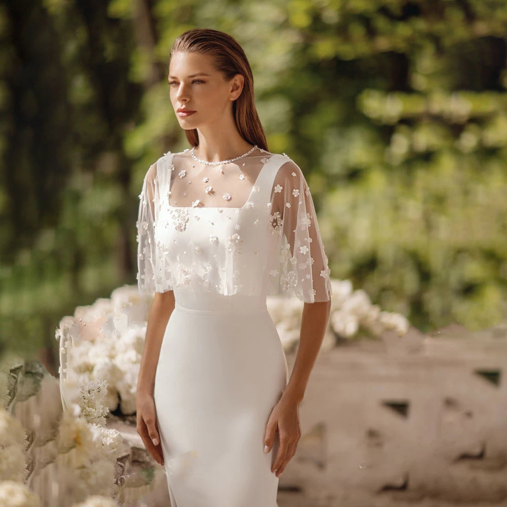 MIRABEL<br>Sleeveless Satin Bow Square Collar 3 in 1 Mermaid Wedding Gown