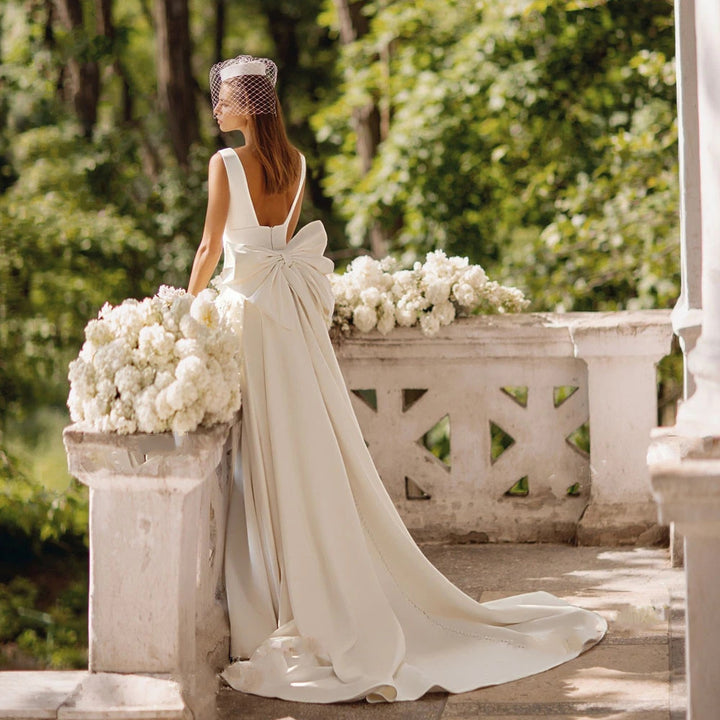 MIRABEL<br>Sleeveless Satin Bow Square Collar 3 in 1 Mermaid Wedding Gown