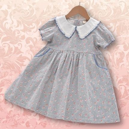 LITTLE LIZETTE<br>Cotton Striped Print Girls Dress