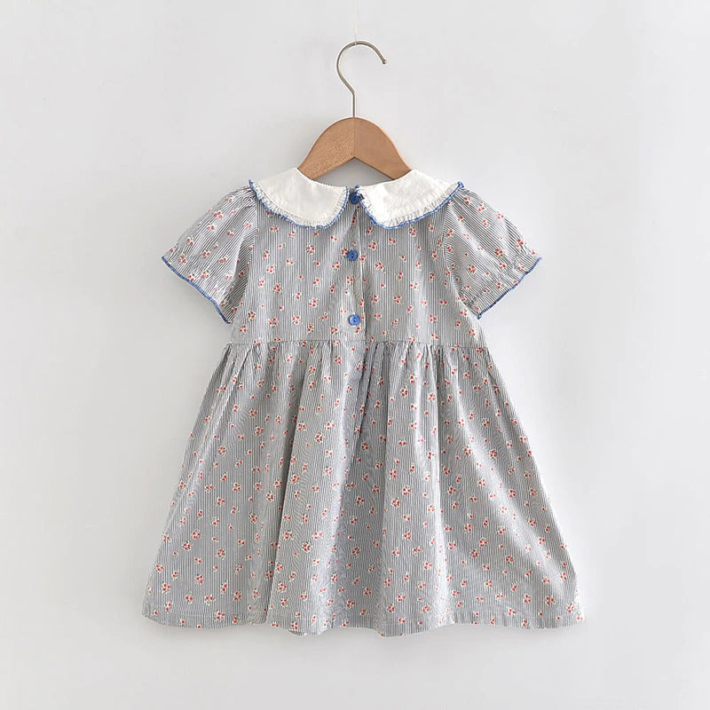 LITTLE LIZETTE<br>Cotton Striped Print Girls Dress