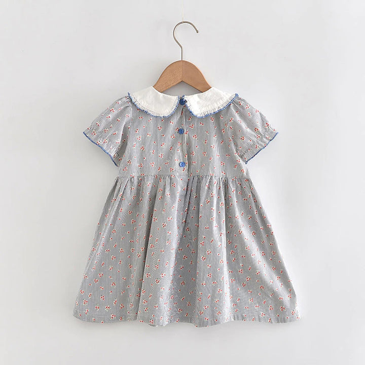 LITTLE LIZETTE<br>Cotton Striped Print Girls Dress