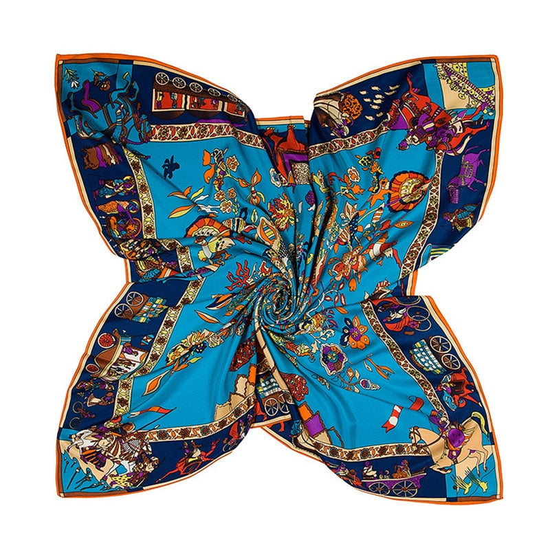 MIDNIGHT GARDEN 2<br>Silk Twill Very Large Hand-Printed Shawl
