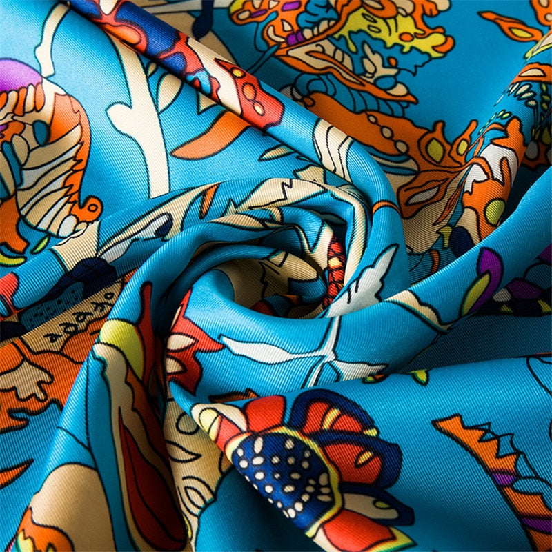 MIDNIGHT GARDEN 2<br>Silk Twill Very Large Hand-Printed Shawl
