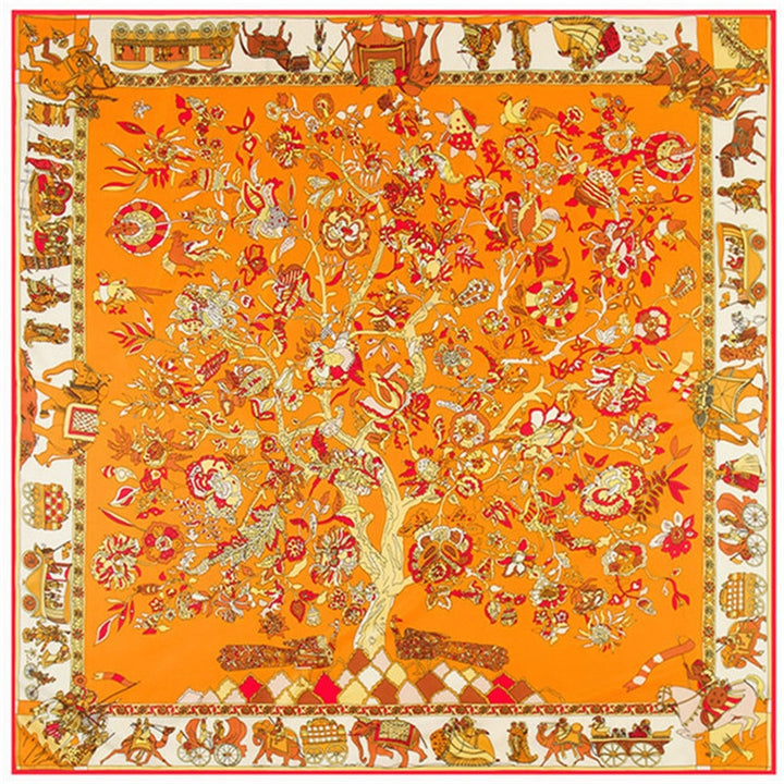 TREE OF LIFE<br>Silk Twill Very Large Hand-Printed Shawl