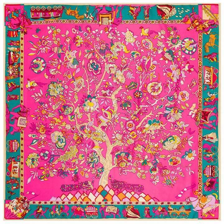 MIDNIGHT GARDEN IN LOVE<br>Silk Twill Very Large Hand-Printed Shawl