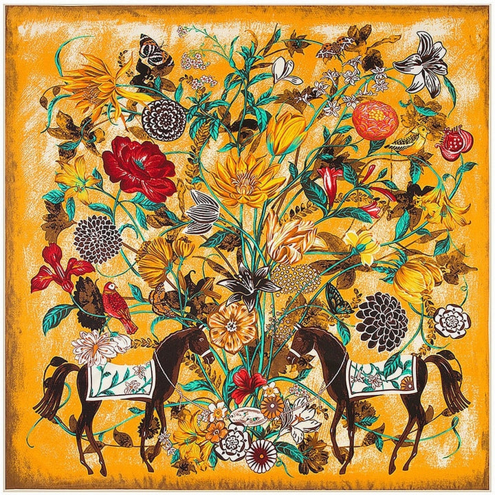 FAR AND AWAY<br>Silk Twill Very Large Hand-Printed Shawl
