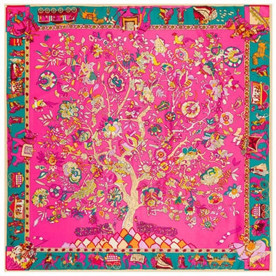 MIDNIGHT GARDEN IN LOVE<br>Silk Twill Very Large Hand-Printed Shawl