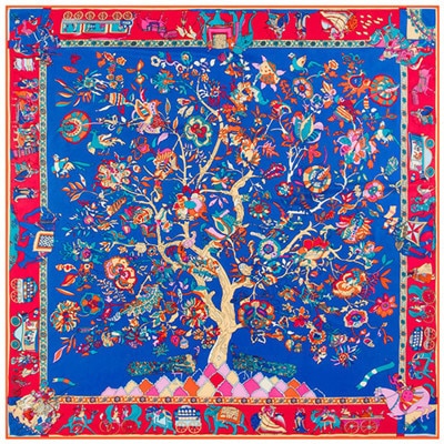 MIDNIGHT GARDEN IN PASSION<br>Silk Twill Very Large Hand-Printed Shawl