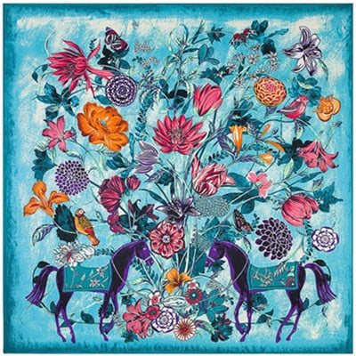 FAR AND AWAY IN DUSK<br>Silk Twill Very Large Hand-Printed Shawl