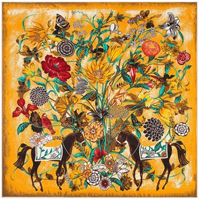 FAR AND AWAY<br>Silk Twill Very Large Hand-Printed Shawl