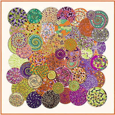 SACRED GEOMETRY OF SPRING<br>Silk Twill Very Large Hand-Printed Shawl