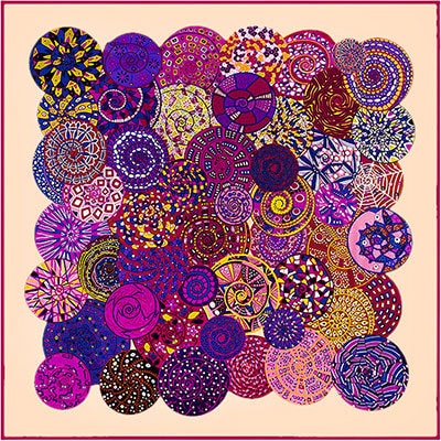 SACRED GEOMETRY <br>Silk Twill Very Large Hand-Printed Shawl