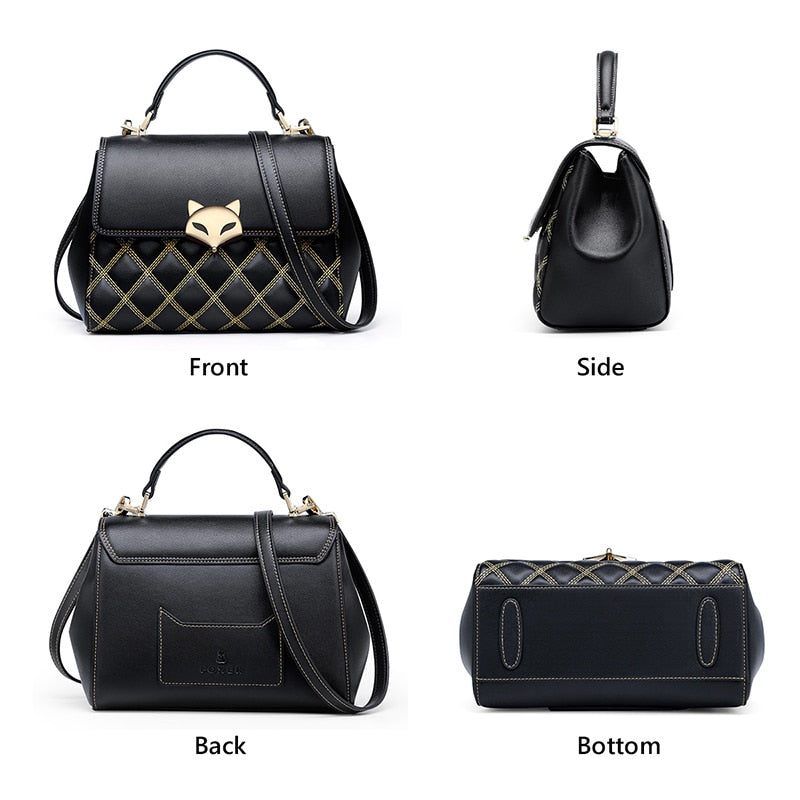 BLACK VOLPINA<br>Cowhide Leather Messenger Flap Mini Purse